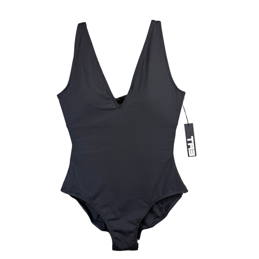 TA3 Plungey One Piece Swimsuit Shapewear Lace-Up Shelf Bra MED SHORT - Picture 1 of 7